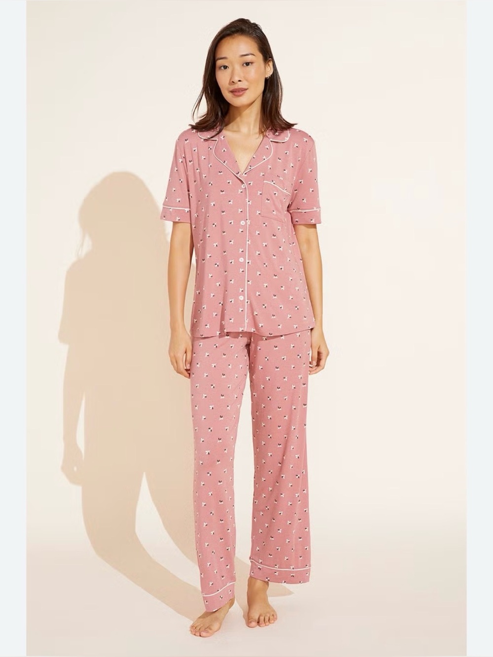 Eberjey Women's Pink Printed Short Sleeve Pajama Set